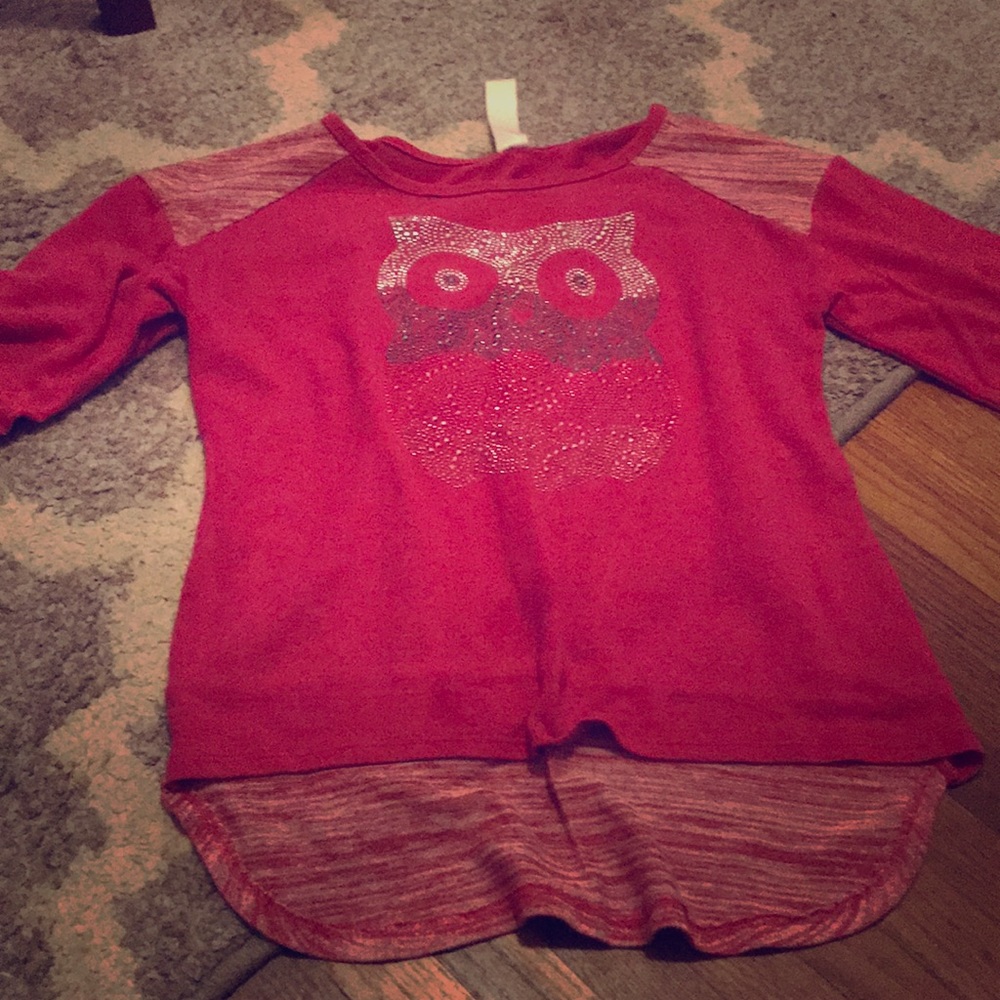 A pink long sleeve shirt with an owl on it!!!!!!!!